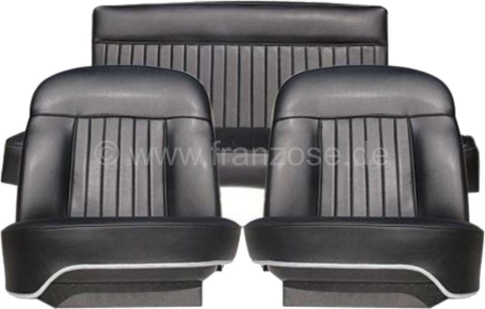Peugeot - P 404C, Sitzbezüge (2x Sitz vorne, 1x Sitzbank hinten). Farbe: Kunstleder schwarz. Passen