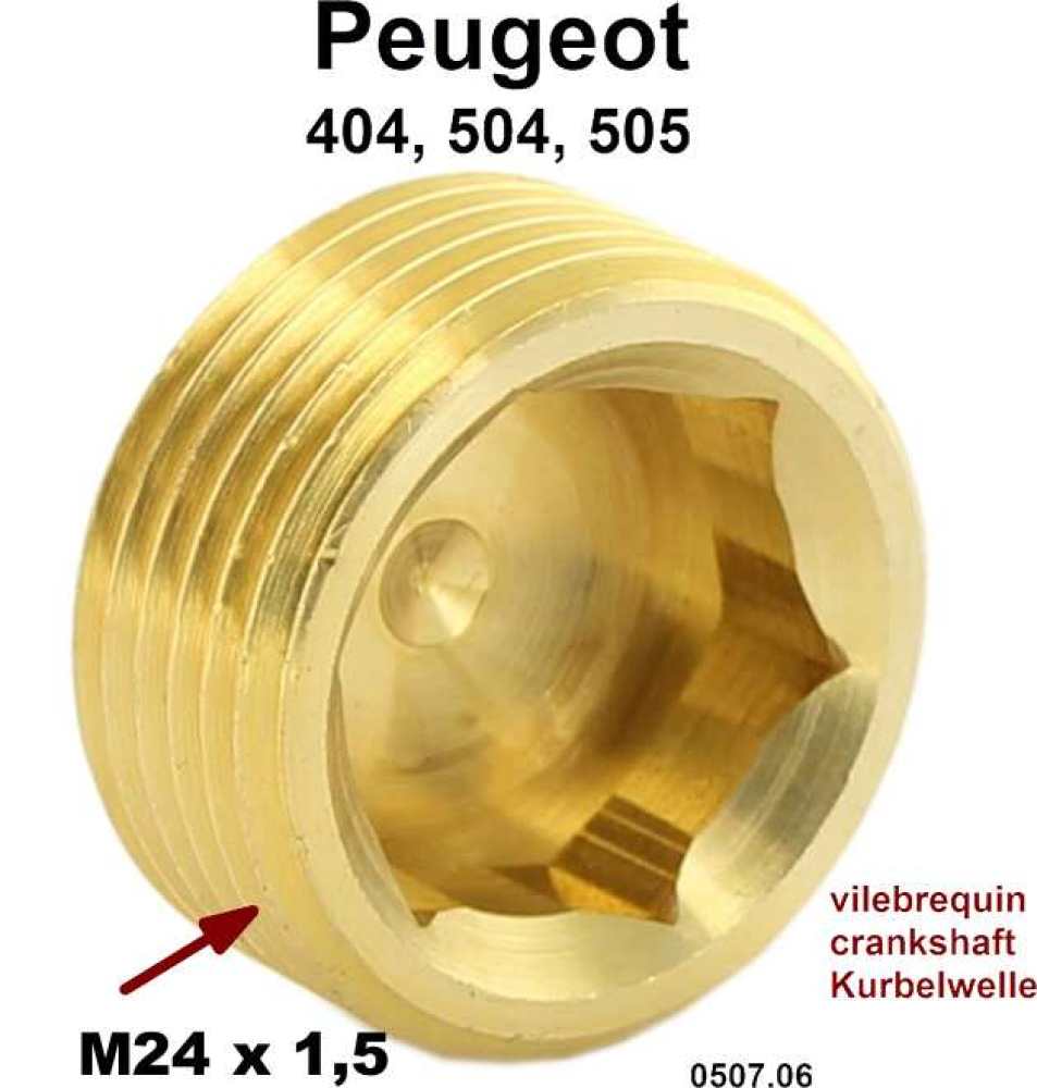 Peugeot - Verschlußschraube in der Kurbelwelle. Abmessung: M24 x 1,5. Passend für Peugeot 204, , 3