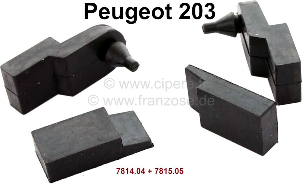 Peugeot - P 203, Kühlergrill Befestigungsgummis (4x). Passend für Peugeot 203. Or. Nr. 7814.04 + 7