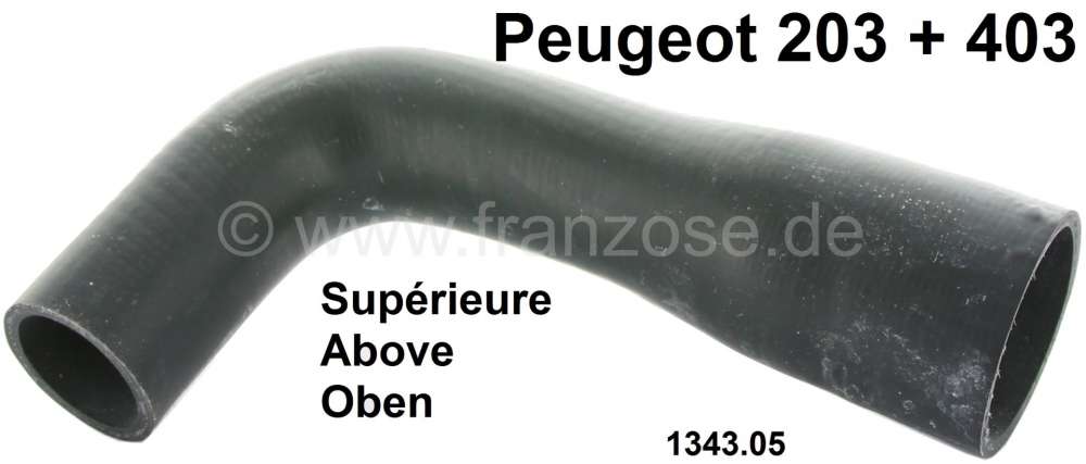 Peugeot - P 203, Kühlerschlauch oben, 1 Ausführung. Passend für Peugeot 203. Or. Nr. 1343.05