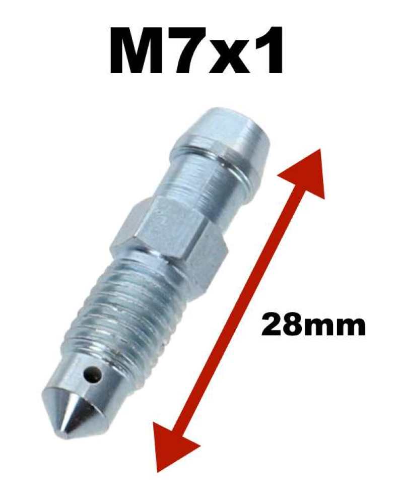 Renault - Entlüfterschraube M7x1. Gesamtlänge: 28mm. Passend für Renault R4. Peugeot 204, 304, 40