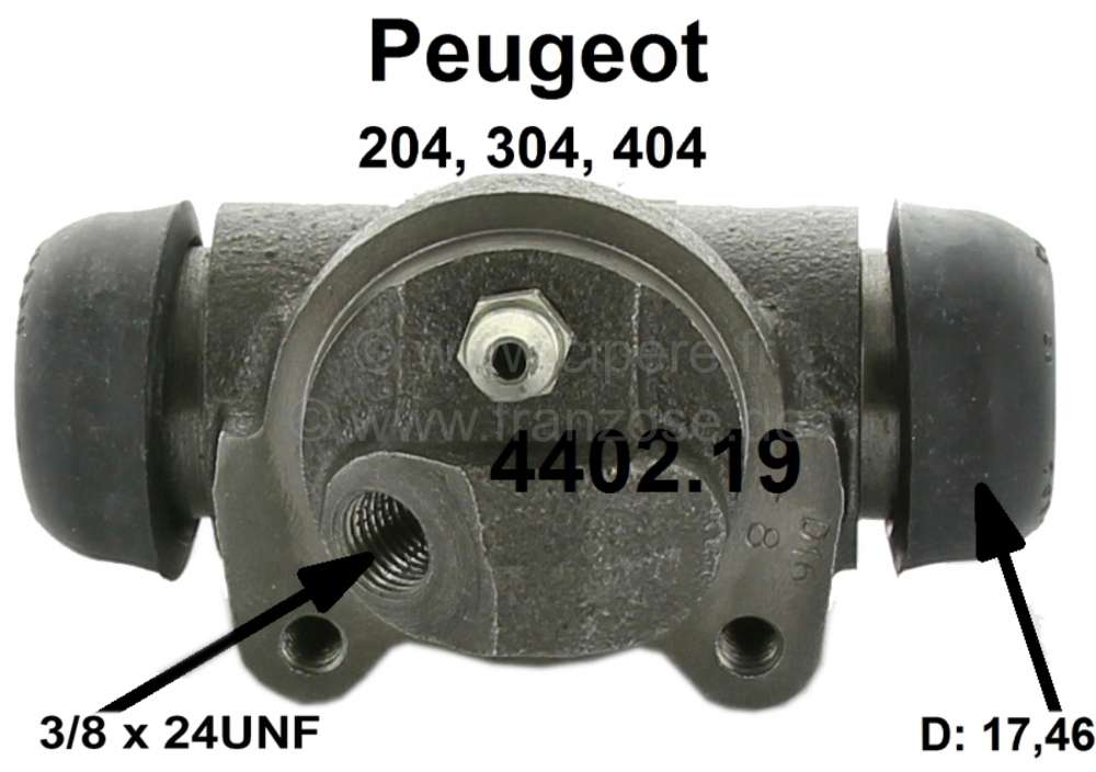 Peugeot - P 204/304/404/Simca, Radbremszylinder hinten links. Passend für Peugeot 204, 304, 404. Si