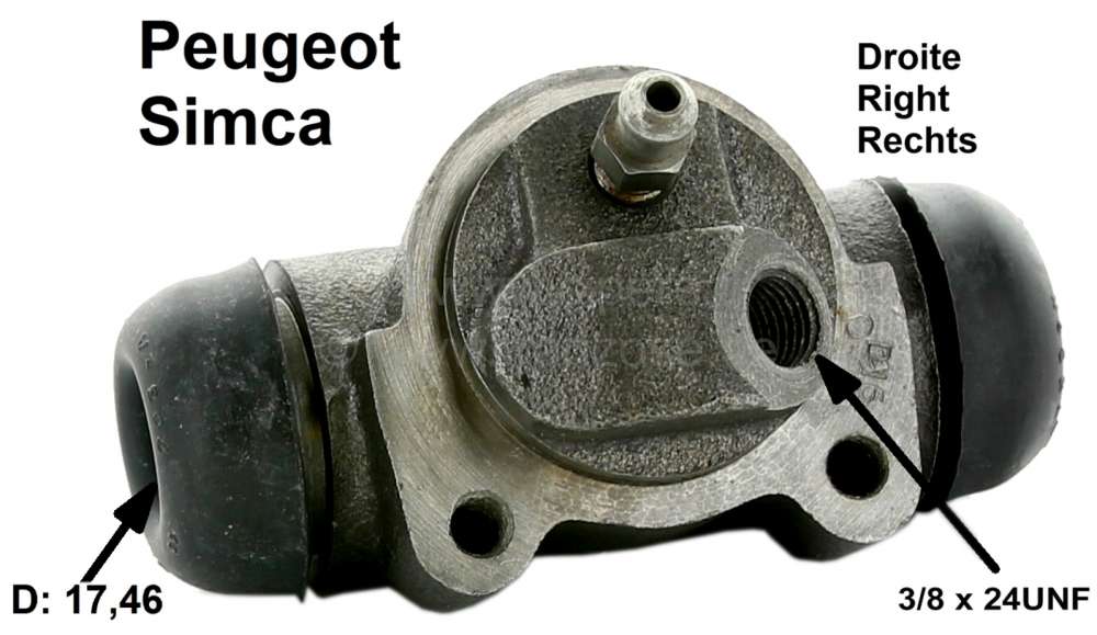 Peugeot - P 204/304/404/Simca, Radbremszylinder hinten rechts. Passend für Peugeot 204, 304, 404. S