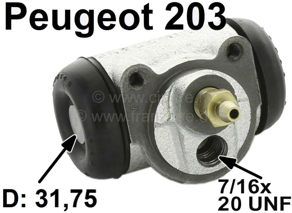 Alle - P 203/D3A, Radbremszylinder vorne, 31.75mm Kolbendurchmesser, Peugeot 203 ab Baujahr 07/19