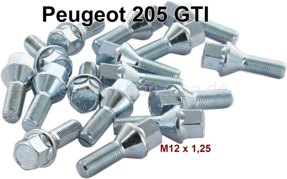 Peugeot - Radmuttern (16 Stück) für Felge (73634). Passend für Peugeot 205 GTI