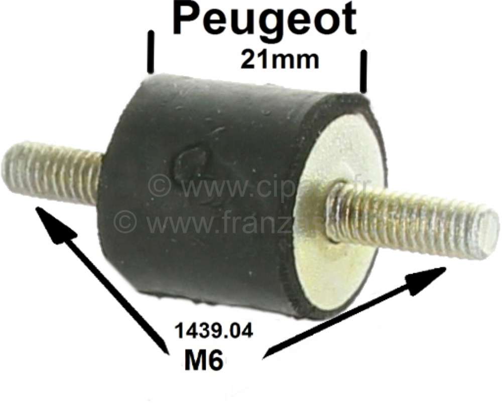 Peugeot - Gummi-Silenthalter für den Luftfilter. Passend für Peugeot 404, 504 + 604. Or. Nr. 1439.