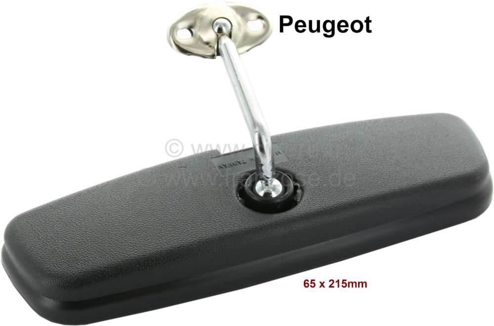 Peugeot - Innenspiegel P104/204/304/504/J7. Verschraubt. Lochabstand 35mm. Maße: 65x215mm.