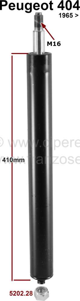 Peugeot - P 404, Stoßdämpfer vorne. Passend für Peugeot 404, ab Baujahr 1965. 16mm Aufnahme. Per 
