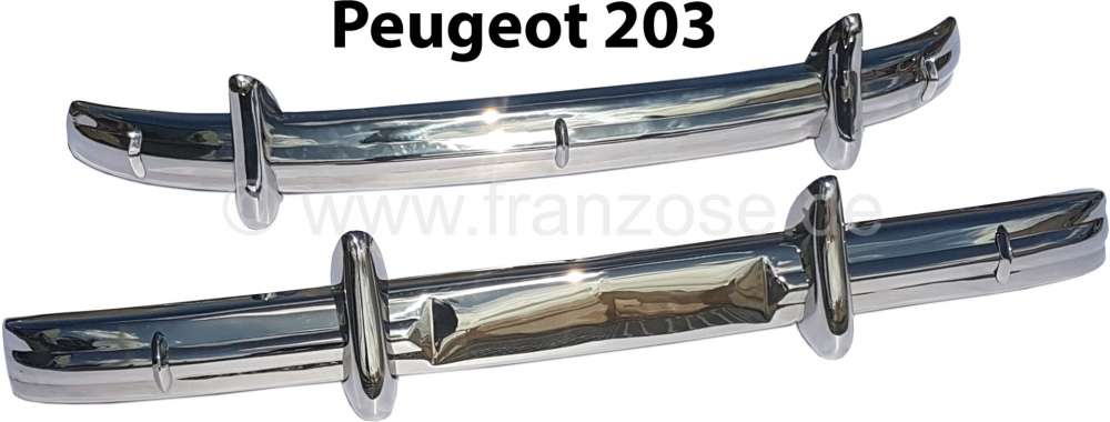 Peugeot - P 203, Stoßstange vorne + hinten aus Edelstahl. Passend für Peugeot 203 Limousine.