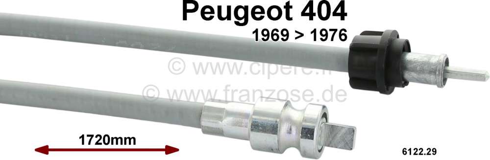 Peugeot - P 404, Tachowelle 67-76, 1720mm lang,  Antrieb im Getriebe 2,5x6,5mm Tachoseitig 3x3mm. Or