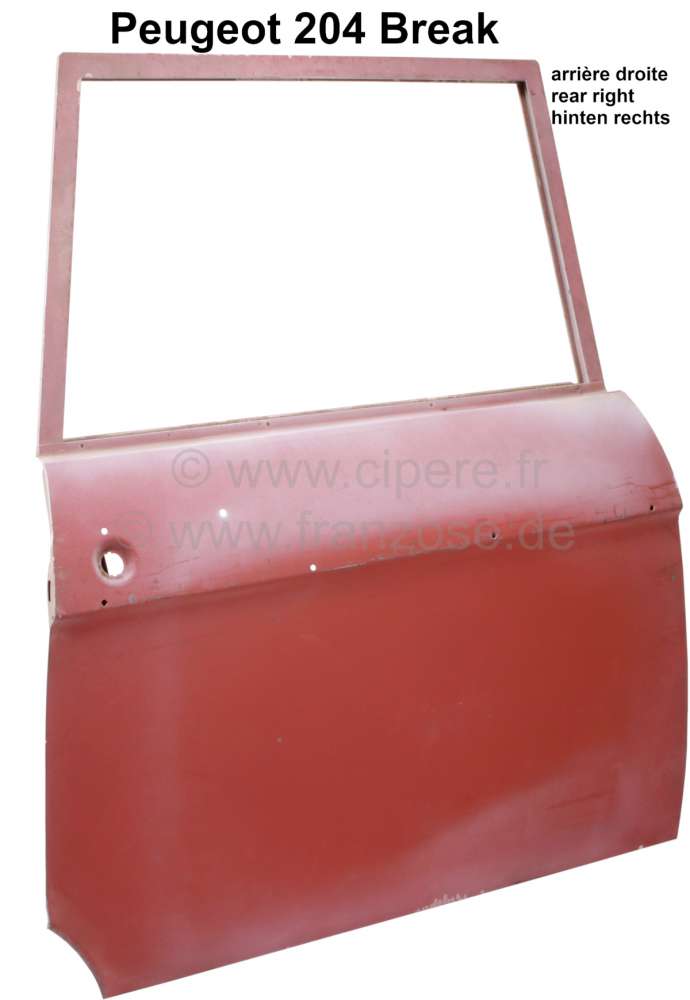 Peugeot - P 204, Tür hinten rechts für Break Or. Nr. 900757, Altlagerbestand!