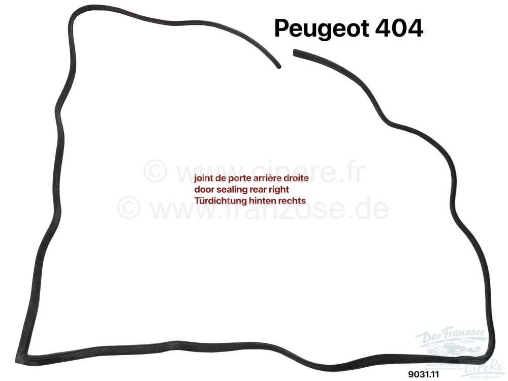 Peugeot - P 404, Türdichtung hinten rechts, türseitig! Or.Nr.903112