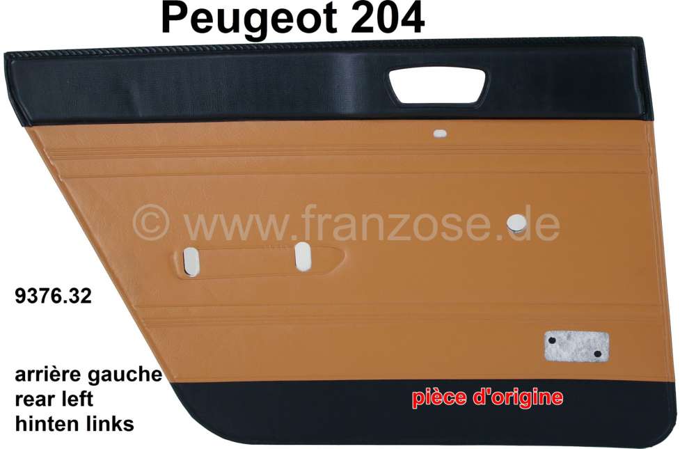 Peugeot - P 204, Türverkleidung hinten links. Farbe: Kunstleder beige-schwarz (Pain doré 3170). Pa