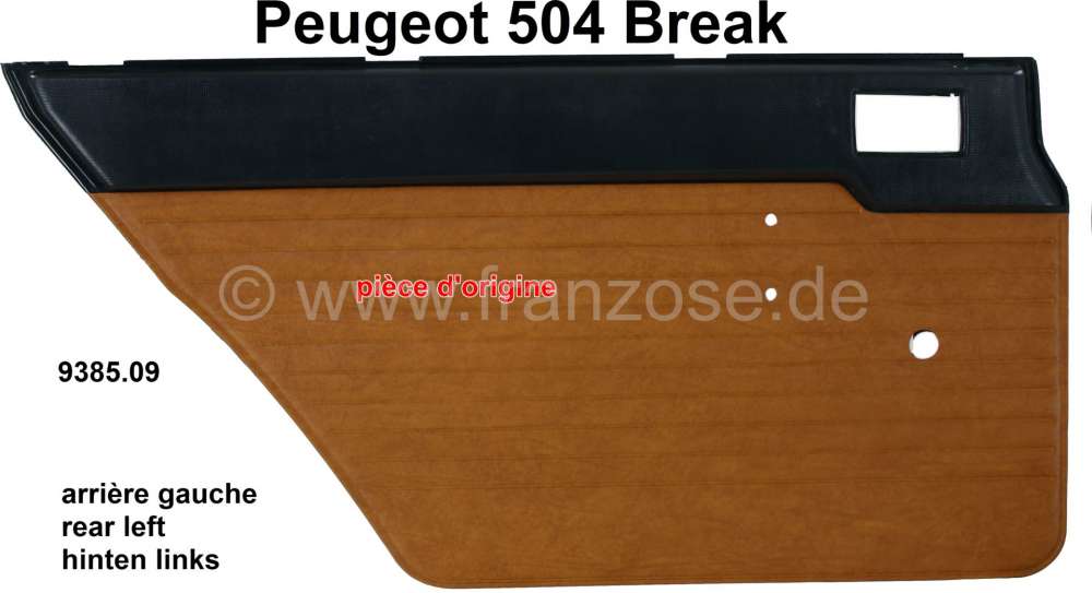 Renault - P 504, Türverkleidung hinten links. Farbe: Kunstleder beige-schwarz. Passend für Peugeot