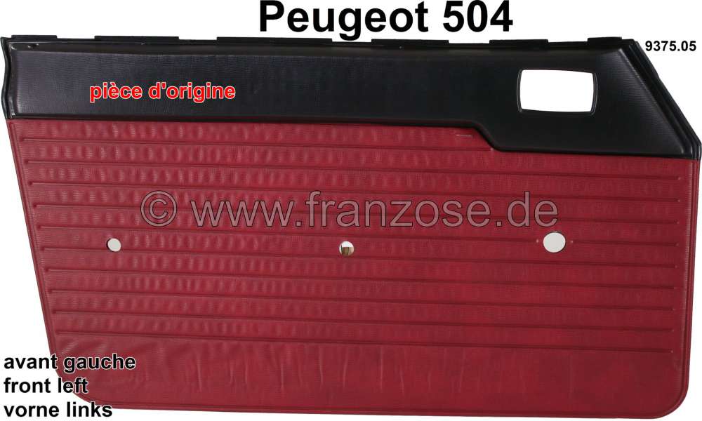 Peugeot - P 504, Türverkleidung vorne links. Farbe: Kunstleder dunkelrot (Rouge 3301). Passend für