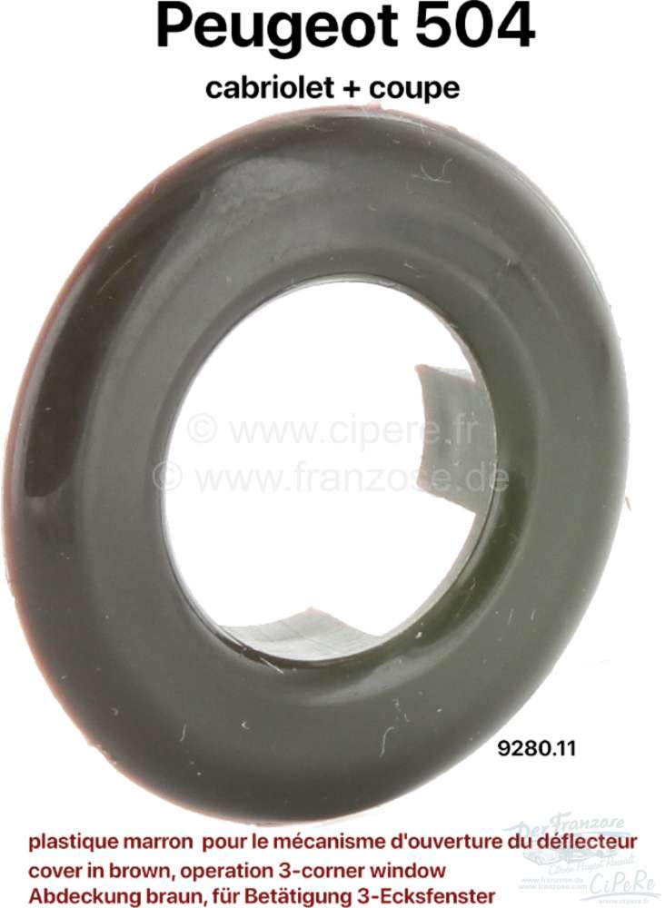 Peugeot - P 504C, Abdeckung in braun, für die Betätigung des 3-Eckfenster in der Tür. Passend fü