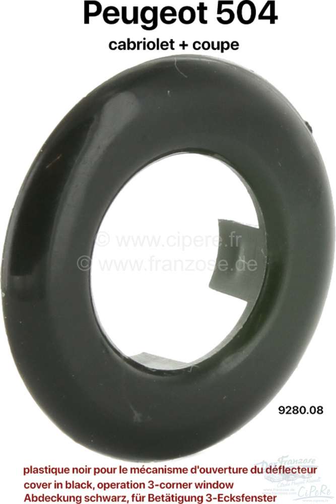 Peugeot - P 504C, Abdeckung in schwarz, für die Betätigung des 3-Eckfenster in der Tür. Passend f