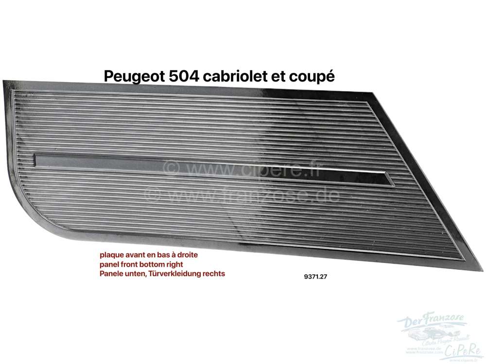 Peugeot - P 504C, Panel vorne unten rechts, auf der Türverkleidung. Passend für Peugeot 504 Cabrio
