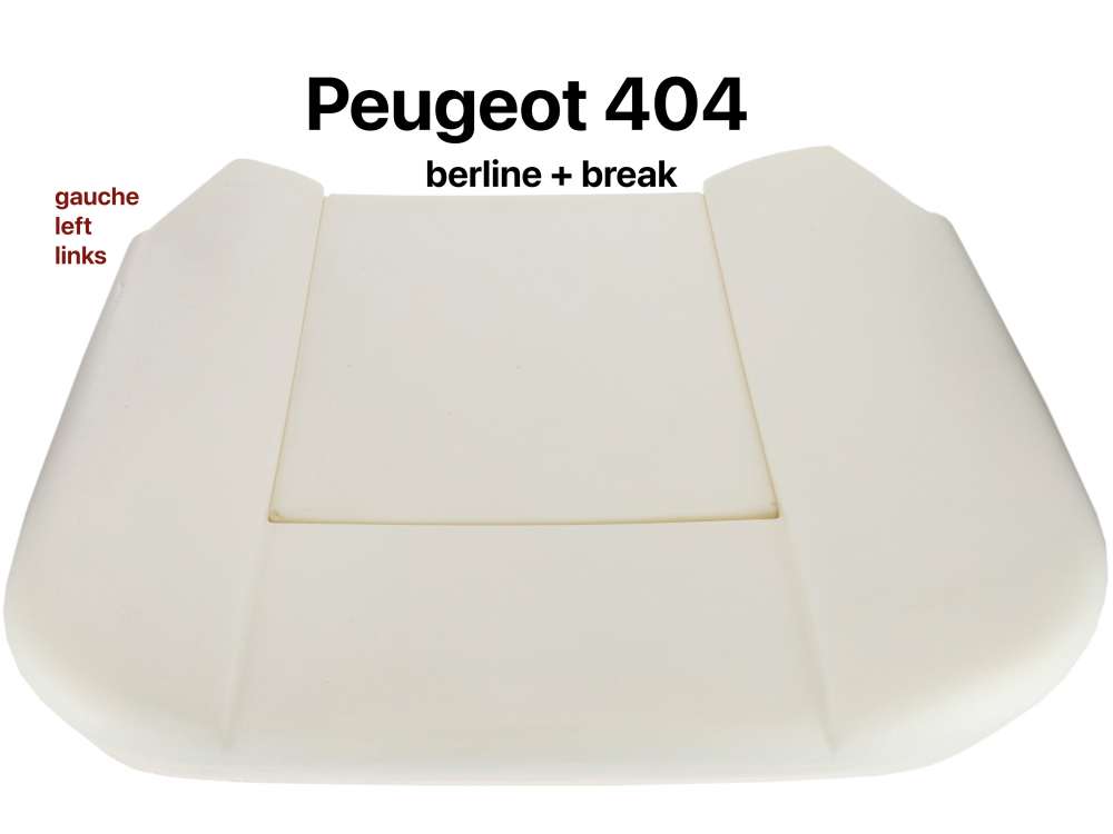 Peugeot - P 404, Schaumstoff (Sitzfläche) für Sitz vorne links. Passend für Peugeot 404 Limousine