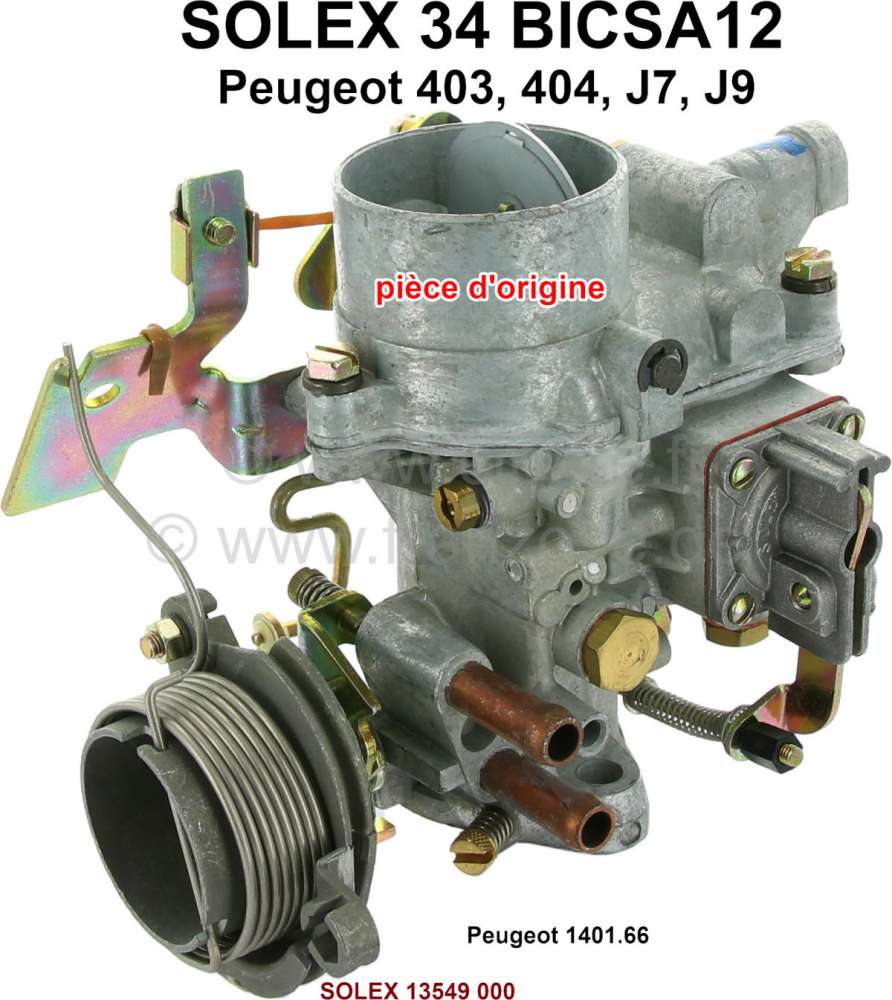 Peugeot - P 403/404, Vergaser Solex 34BICSA12 (kein Nachbau). Vergaser Durchmesser: 34mm. Passend f