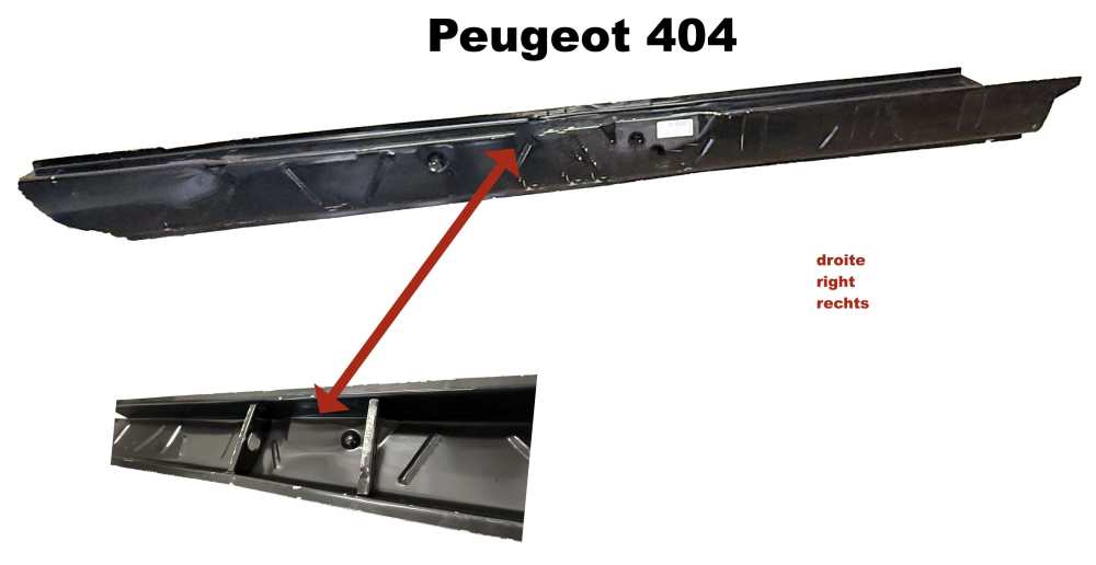 Peugeot - P 404, Schwellerblech rechts (nicht das Verkleidungsblech des Schwellers), mit allen Sicke