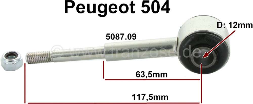 Peugeot - P 504, Stabilisator Stange (Koppelstange). Passend für Peugeot 504, ab Nr. 1702474. Läng
