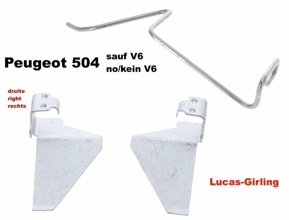 Peugeot - P 504, Federsatz rechts im Bremssattel (3 Stück), für Bremsklotz - Brmeskolben. Für Bre