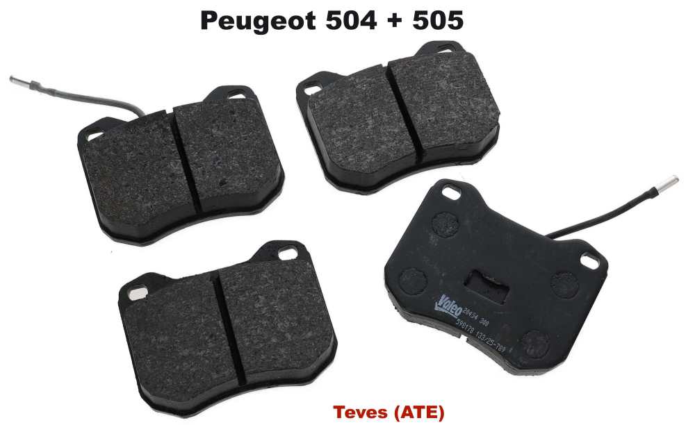 Peugeot - P 504/505, Bremsklötze vorne, System TEVES (ATE), mit Verschleißanzeige. Breite 89,5 / H