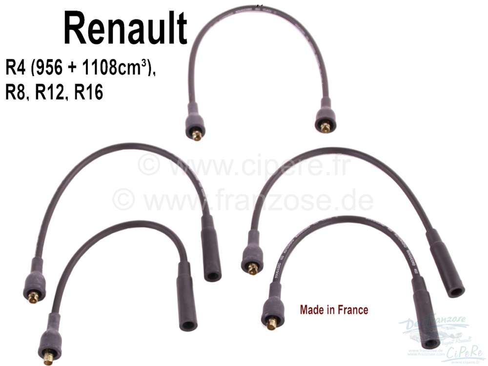 Peugeot - Zündkabelsatz, passend für Renault R4 (956 + 1108cc). R16 alle Modelle. R8 (980 + 1108cc