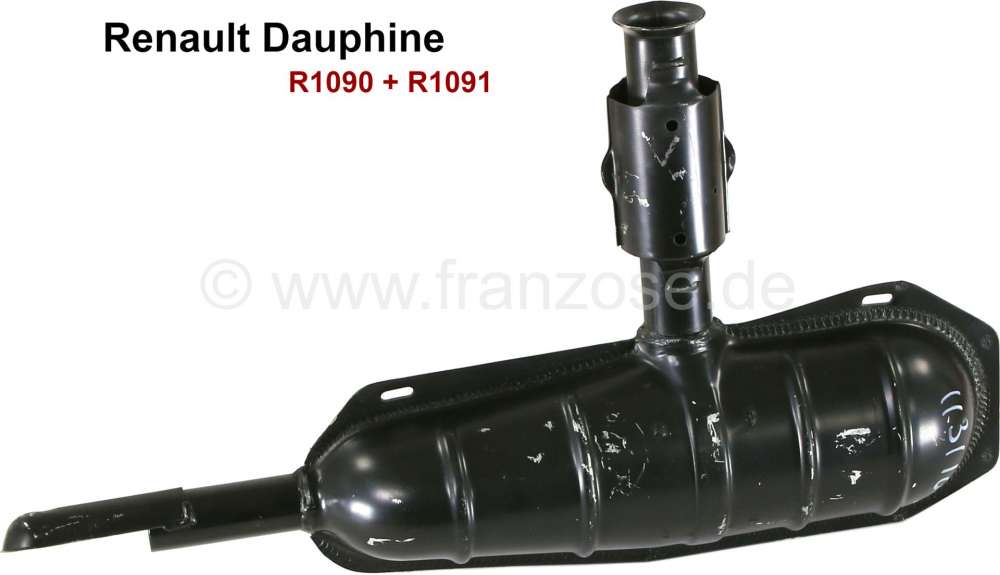 Renault - Dauphine, Schalldämpfer komplett mit verschweißten Krümmerrohr, passend für Renault Da