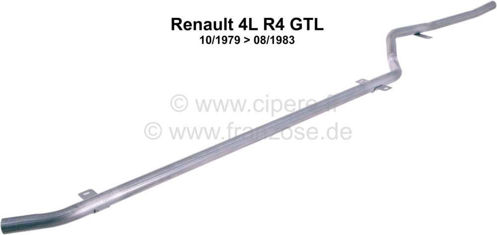 Renault - R4, (1108ccm), Auspuff Zwischenrohr (zweites Rohr, unter dem Schweller). Passend für Rena