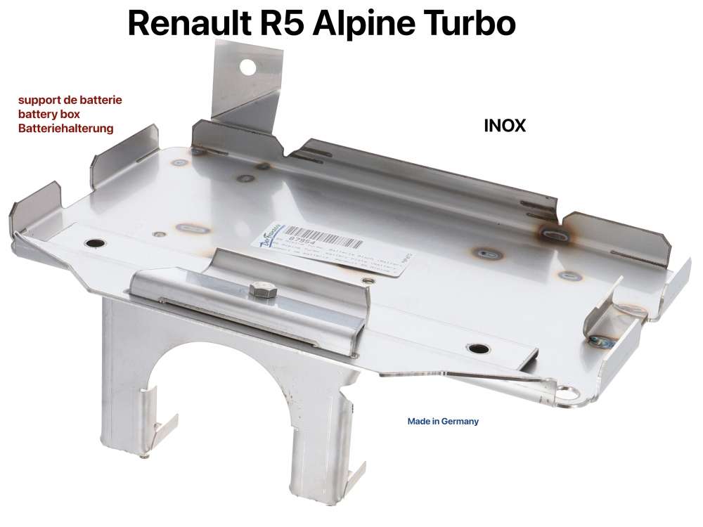 Alle - R5 Alpine Turbo, Batterie Blech (Batteriekonsole), angefertigt aus Edelstal. Passend für 