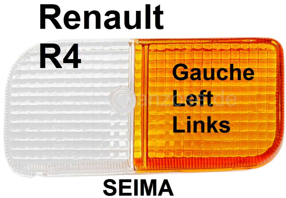 Alle - R4, Blinkerkappe vorne links. Passend für Renault R4, ab Baujahr 1982. Für Leuchtenherst