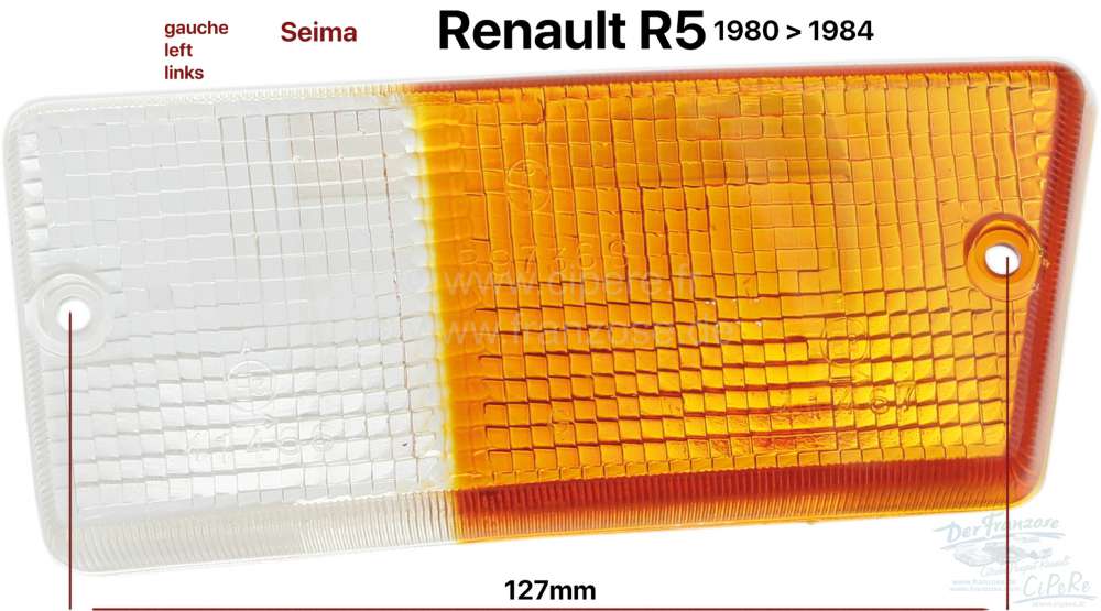 Renault - R5, Blinkerkappe vorne links, passend für Renault R5, von Baujahr 1980 bis 1984. Leuchten