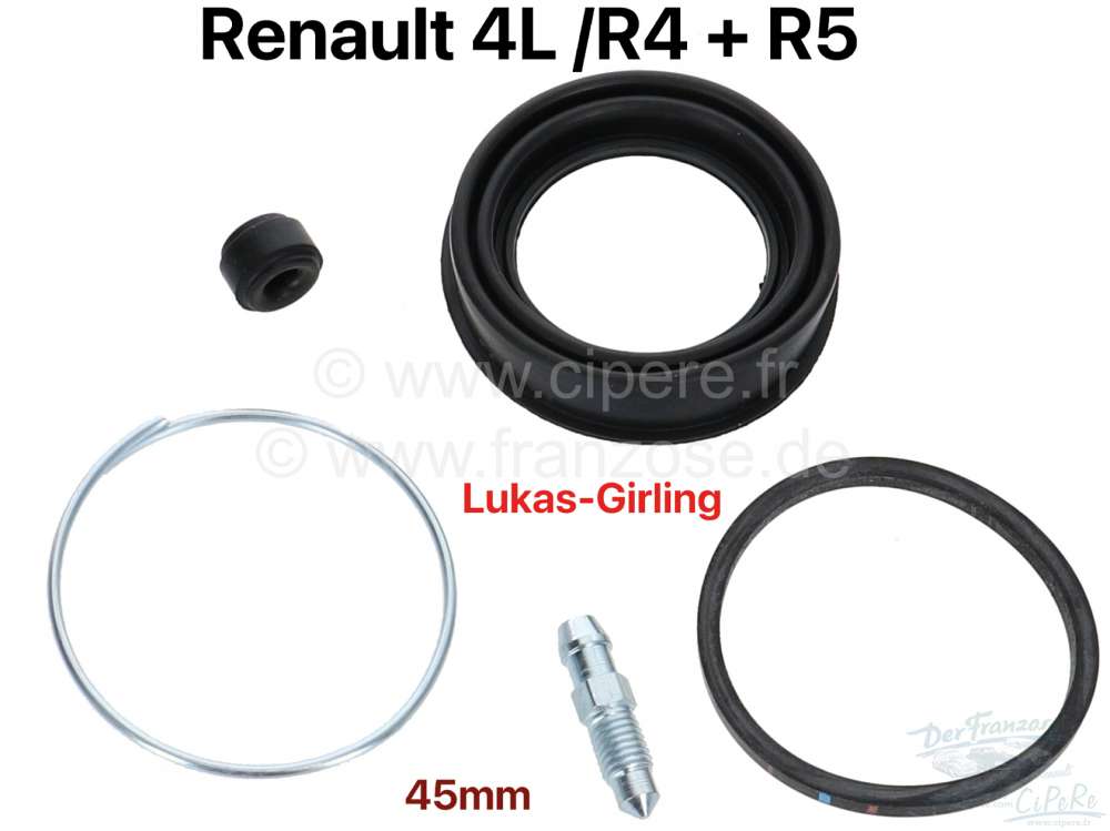 Renault - R4/R5, Bremssattel Dichtsatz. Bremssystem: Lucas-Girling. Passend für Renault R4 + R5. Ko