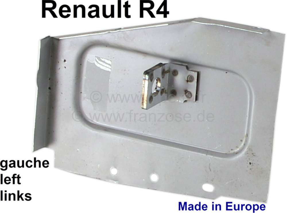 Renault - R4, Verschlussblech hinten (Rückseite) links, für den hinteren Querholm (Chassis). Passe