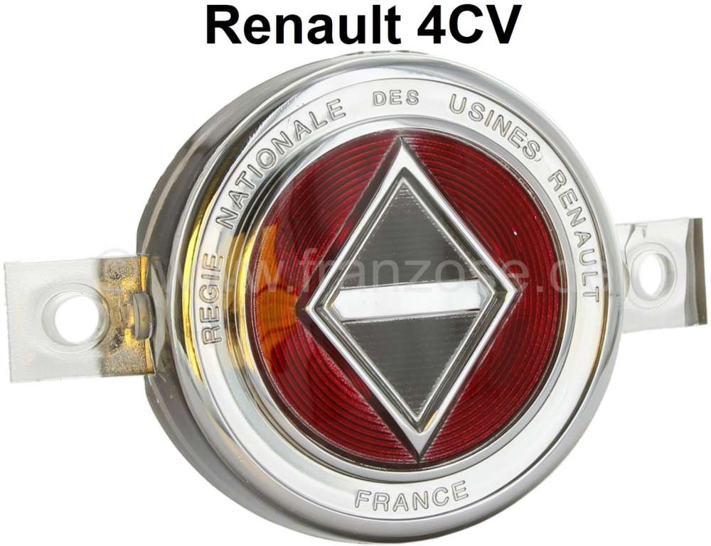 Alle - 4CV, Emblem Frontgrill, zweite Serie. Passend für Renault 4CV, von Baujahr 1953 bis 1954 