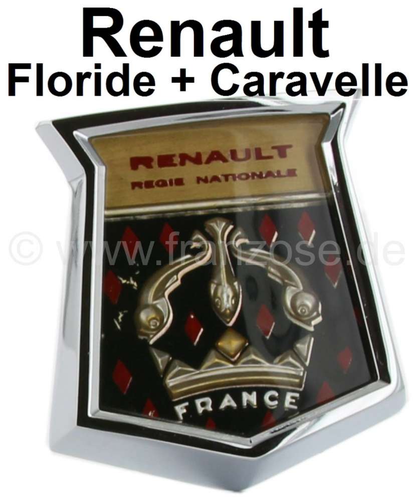 Citroen-2CV - Floride, Front Emblem. Passend für Renault Floride. Hochwertige Nachfertigung mit Metallr