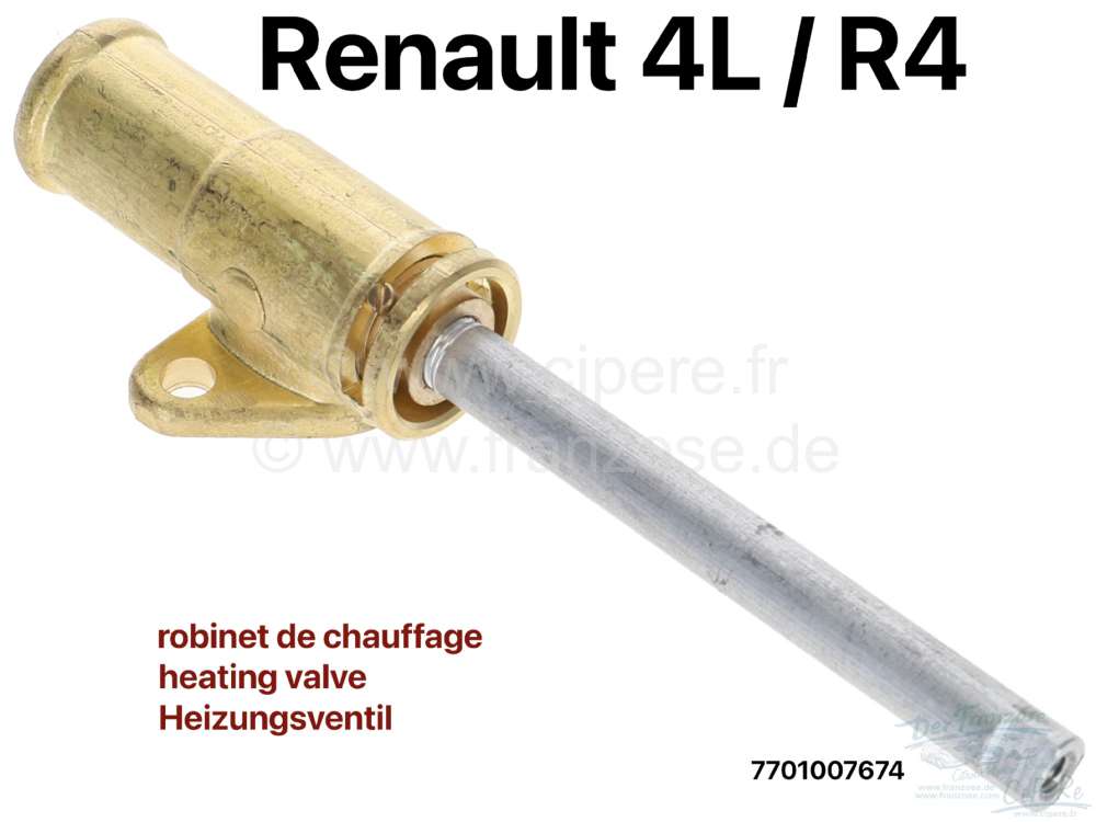 R4, Heizungsventil. Passend für Renault R4 (alle Modelle). Or. Nr.  7701007674.