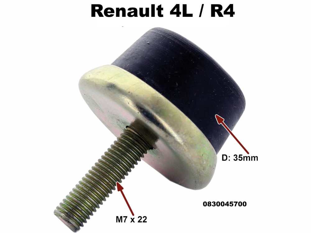Renault - R4, Anschlagpuffer auf dem Schwingarm (alte Version aus Metallguss) der Hinterachse. Passe