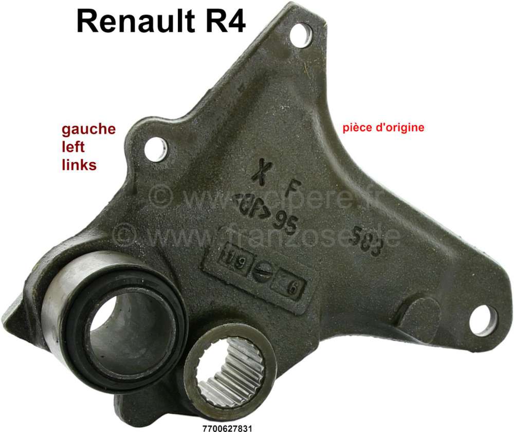 Alle - R4, Drehstabaufnahme hinten rechts. Feinverzahnt. Original Renault, kein Nachbau. Passend 