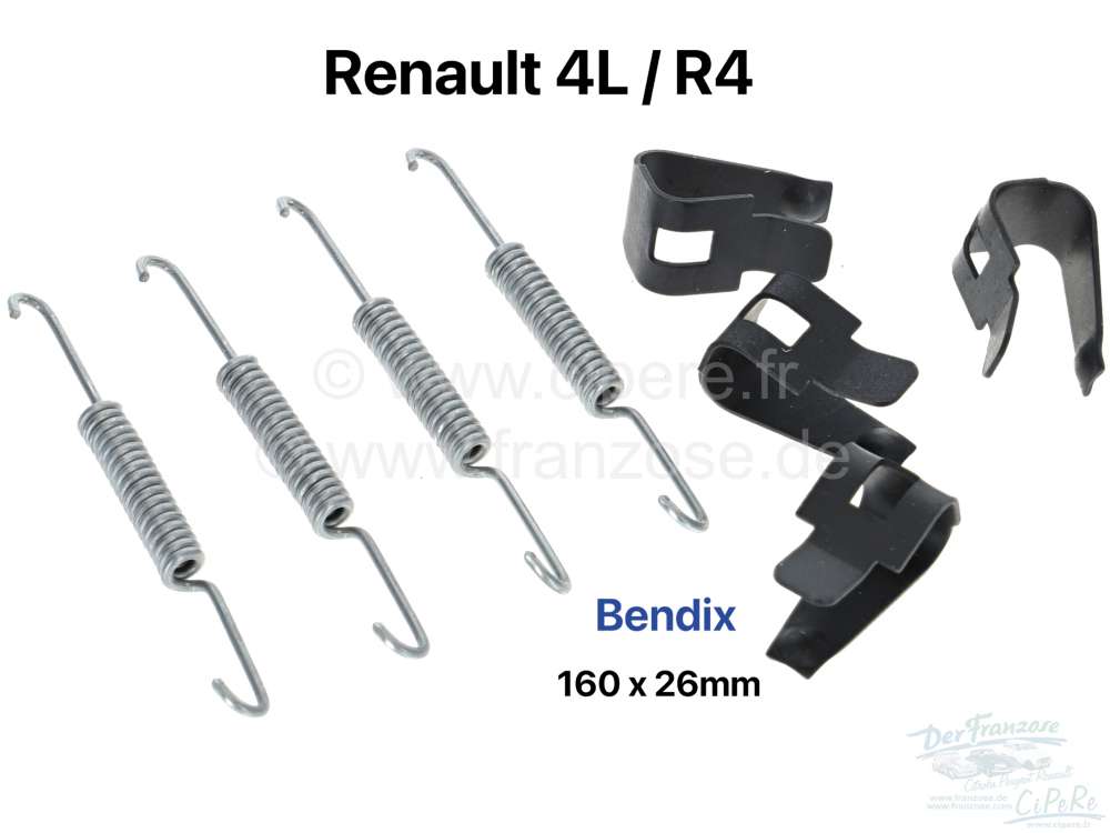Renault - Bremsbacken Montagesatz (hinten). Bremssystem: Bendix. Passend für Renault R4. Für Brems