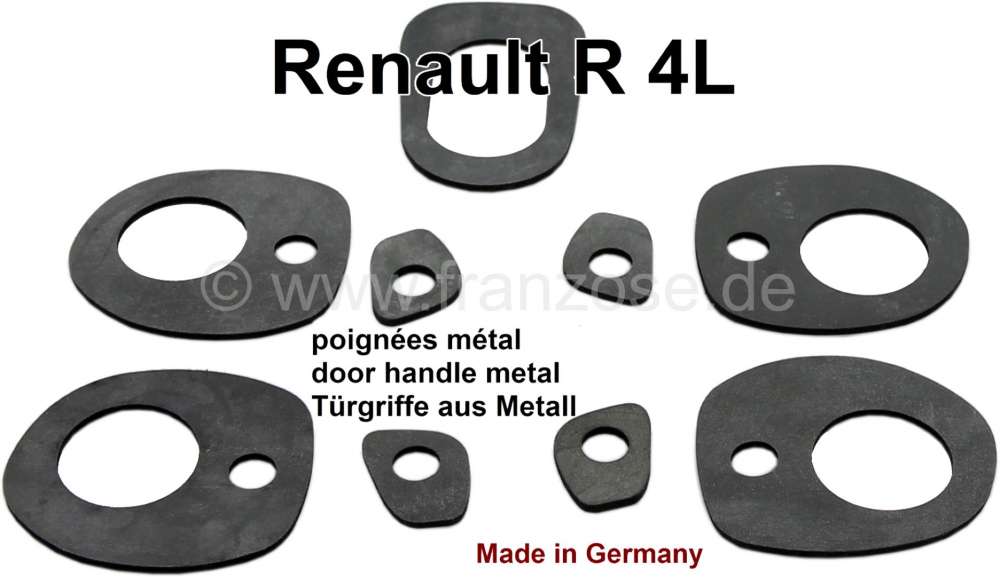 Renault - R4, Türgriff + Kofferraumgriff Gummiunterlagen (5 Stück). Für Türgriffe aus Metall. Pa