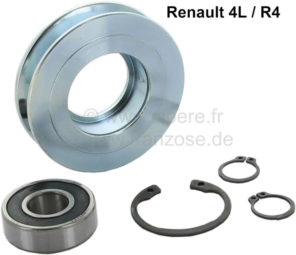 Alle - R4, Keilriemenspannrolle komplett mit Riemenscheibe. Passend für Renault R4.