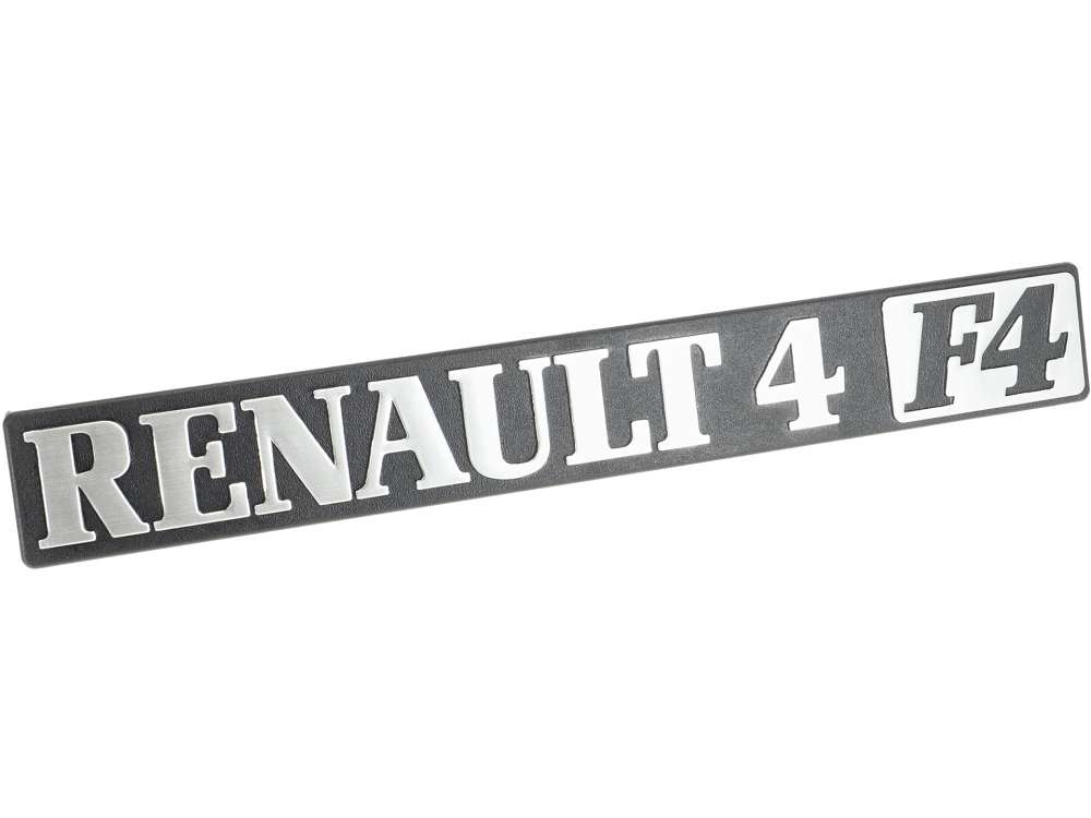 Renault - R4 F4, Renault R4 F4 Emblem (2 Serie), aus Kunststoff. Das Emblem ist auf der Heckklappe v