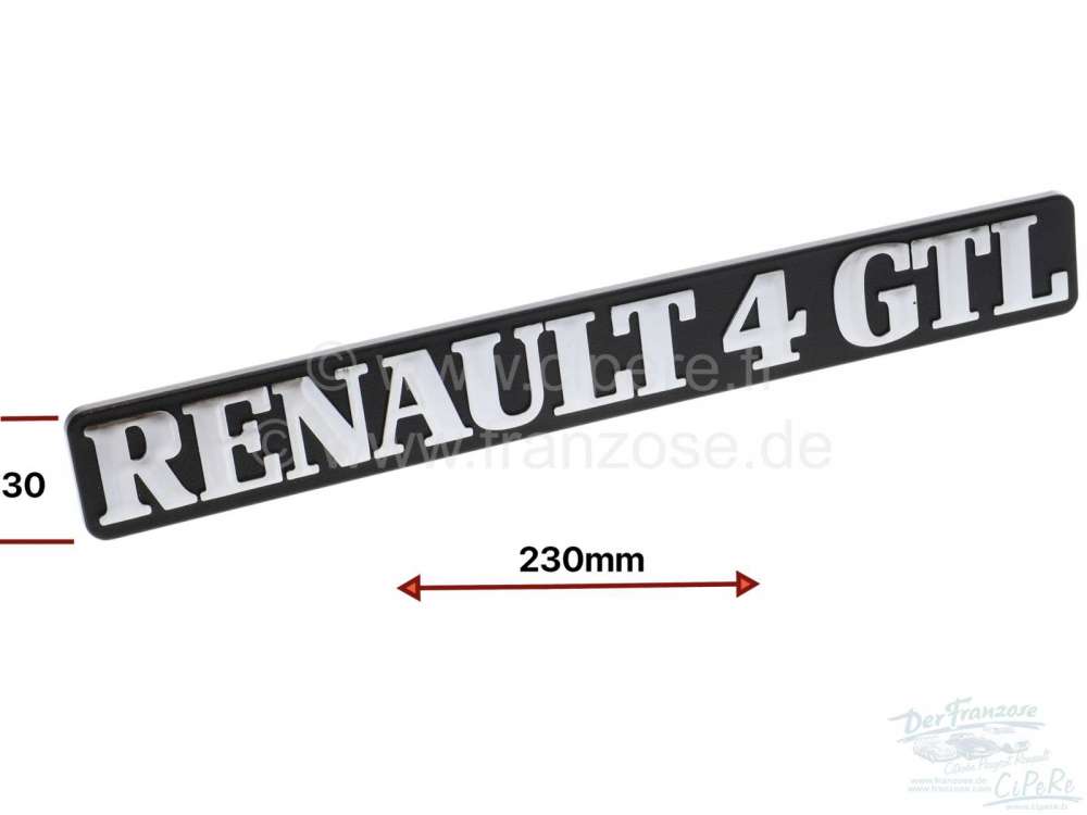 Renault - R4, Renault R4 GTL Emblem, aus Kunststoff. Das Emblem ist auf der Heckklappe der letzten M