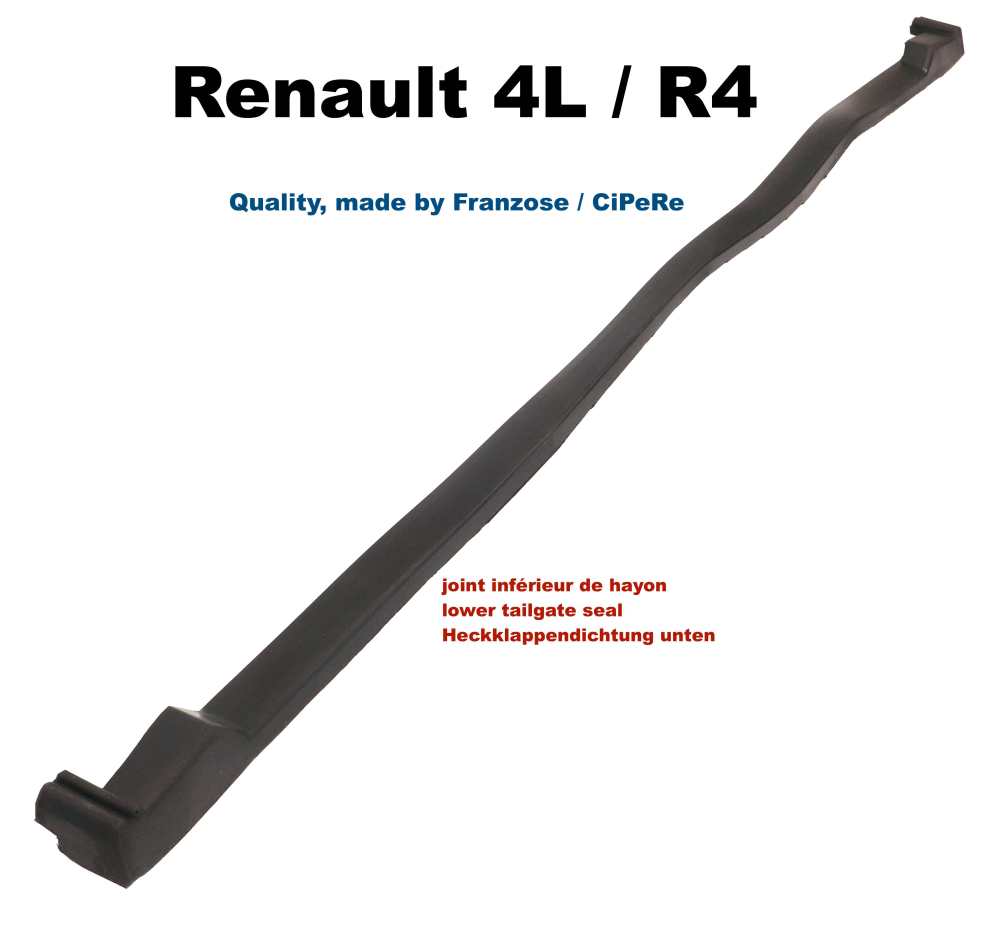 Renault - R4, Heckklappendichtung unten, schöner, guter Nachbau. Passend für Renault R4 Limousine!