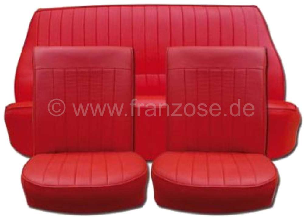 Alle - 4CV, Sitzbezüge (2x Vordersitz, 1x Rücksitzbank). Kunstleder rot. Passend für Renault 4