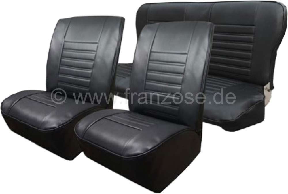 R4, Sitzbezüge vorne + hinten (als Ersatz für die defekten Sitzbezüge), aus  Kunstleder. Farbe: schwarz. Passend für