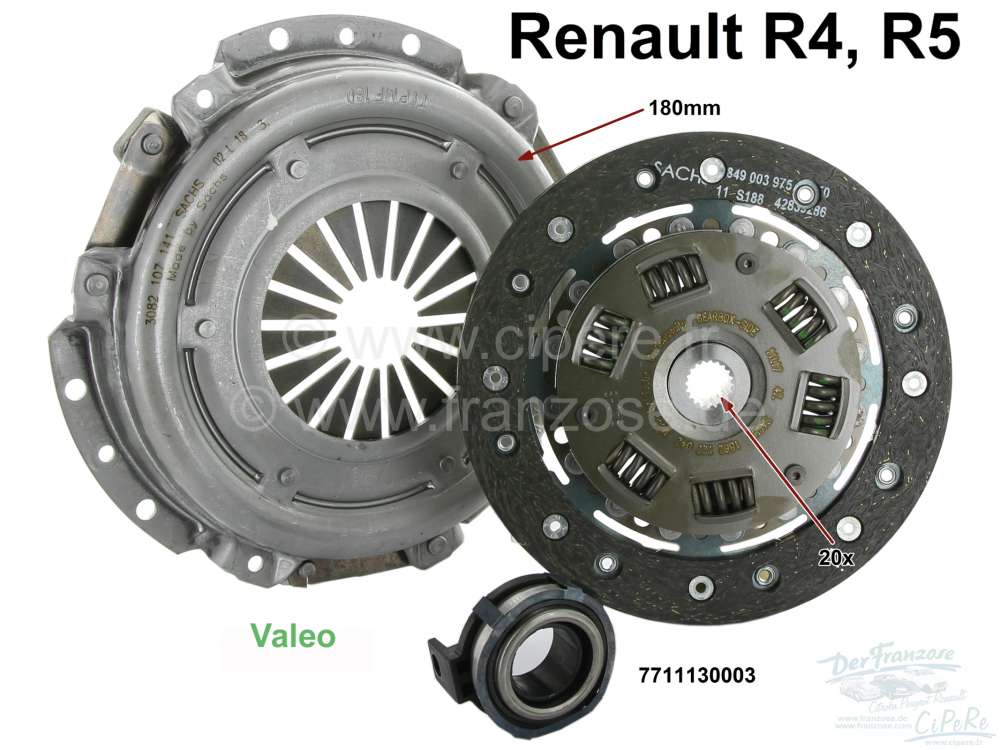 Renault - Kupplung komplett. Passend für Renault R4 (956ccm + 1108ccm), von Baujahr 1977 bis 1992 (